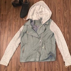 New faux Leather Jacket Detachable Hood